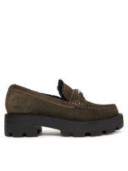 Guess Loafersy FLFYKY SUE14 Zielony. Zielone mokasyny damskie Guess, ze skóry. Za 489.99 zł.