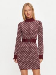 Guess Sukienka dzianinowa Lise W4BK43 Z37K0 Bordowy Regular Fit. Czerwone sukienki damskie Guess, xl, z aplikacjami, z dzianiny, bez kołnierzyka, bez ramiączek. Za 469.99 zł.