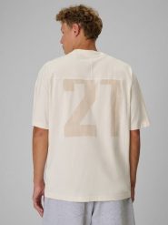4F Regular Size: T-shirt loose z nadrukiem 4F | Tomasz Fornal - kremowy XS. Białe koszulki sportowe męskie 4f, m, z aplikacjami, z bawełny, klasyczne, bez kołnierzyka. Za 99.99 zł.