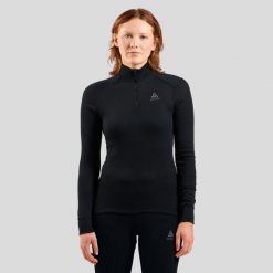 T-shirt thermique Odlo col roulé demi-zip ACTIVE Warm. Czarne t-shirty damskie Odlo, l, bez wzorów, z materiału, bez kołnierzyka. Za 299.99 zł.