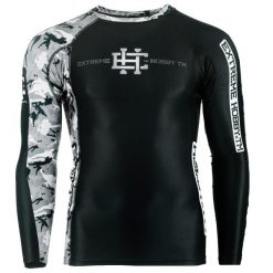 Koszulka sportowa męska Rashguard do MMA EXTREME HOBBY COMBAT GAME. Czarne koszulki sportowe męskie EXTREME HOBBY, m, bez wzorów, z bawełny, bez kołnierzyka, bez ramiączek, do biegania. Za 209.00 zł.