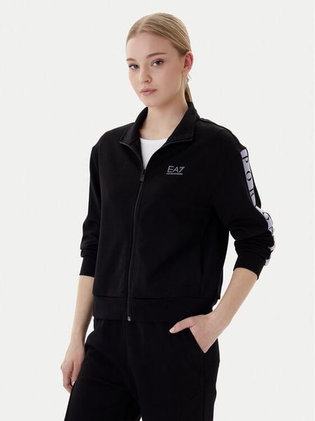 EA7 Emporio Armani Bluza 7W001152 AF12501 UC001 Czarny Regular Fit. Czarne bluzy damskie EA7 Emporio Armani, xl, bez wzorów, z syntetyku, bez kaptura. Za 549.99 zł.