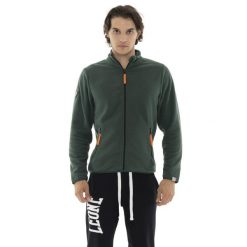 Bluza z polar z zamek błyskawiczny na outdoor. Zielone bluzy męskie LEONE 1947 APPAREL, bez wzorów, z polaru, bez kaptura, na fitness i siłownię. W wyprzedaży za 82.10 zł.
