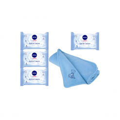 Zestaw 4x NIVEA BABY 63szt Soft&Cream Chusteczki nawilżane dla dzieci i niemowląt + NIVEA Niebieski kocyk 70x70cm Gratis. Kocyki dla dzieci marki Pulp. W wyprzedaży za 39.99 zł.