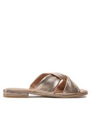 Caprice Klapki 9-27100-42 Złoty. Żółte klapki damskie Caprice, bez wzorów, ze skóry, bez obcasa. Za 183.99 zł.