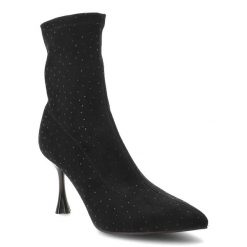 Czarne Botki S.Barski Eleganckie Obuwie Damskie. Czarne kozaki damskie S.BARSKI, ze szpiczastym noskiem, bez obcasa, na obcasie. Za 229.99 zł.