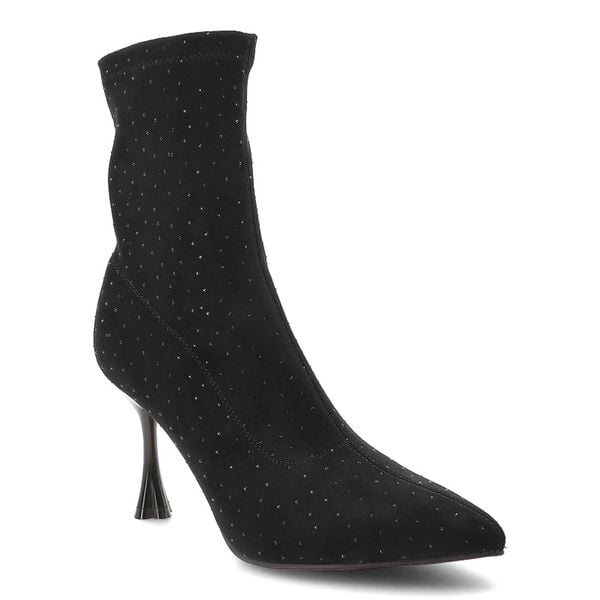 Czarne Botki S.Barski Eleganckie Obuwie Damskie. Czarne kozaki damskie S.BARSKI, ze szpiczastym noskiem, bez obcasa, na obcasie. Za 229.99 zł.