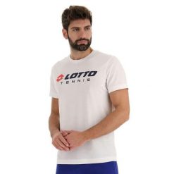 Koszulka tenisowa męska Lotto Squadra II Tee. Białe koszulki sportowe męskie Lotto, m, bez wzorów, z bawełny, bez kołnierzyka, bez ramiączek, na fitness i siłownię. Za 75.00 zł.