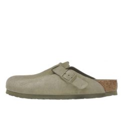 Buty do chodzenia męskie Birkenstock Boston. Zielone klapki męskie Birkenstock, z materiału, sportowe. Za 1,159.58 zł.