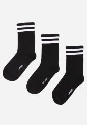 Czarne 3-pack Skarpety Długie z Paseczkami i Bawełną Simala. Czarne skarpety damskie Born2be, bez wzorów, z bawełny. Za 29.99 zł.