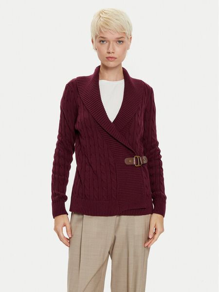 LAUREN RALPH LAUREN Sweter 200808258003 Bordowy Regular Fit. Czerwone swetry damskie Lauren Ralph Lauren, l, bez wzorów, z bawełny, bez kołnierzyka, bez ramiączek, bez kaptura. Za 799.99 zł.