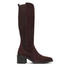 Kozaki Lasocki. Brązowe kozaki damskie Lasocki, bez obcasa, na słupku. Za 349.99 zł.