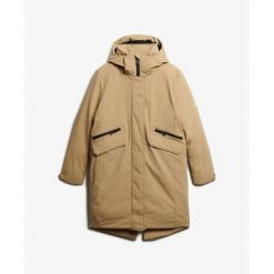 Parka dla kobiet Superdry City Fishtail. Brązowe parki damskie Superdry., na zimę, bez wzorów, eleganckie, bez kaptura. Za 756.10 zł.