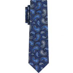 Krawat Męski, Granatowo-Niebieski, Wzór Paisley, Łezki, 100% Bawełna, 7cm -EM Men's Accessories. Niebieskie krawaty i muchy Em men's accessories, bez wzorów, z bawełny, eleganckie. Za 79.99 zł.