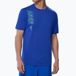 Koszulka do biegania męska Mizuno Core Run Tee. Niebieskie koszulki sportowe męskie Mizuno, m, bez wzorów, z materiału, bez kołnierzyka, bez ramiączek, do biegania. Za 94.99 zł.