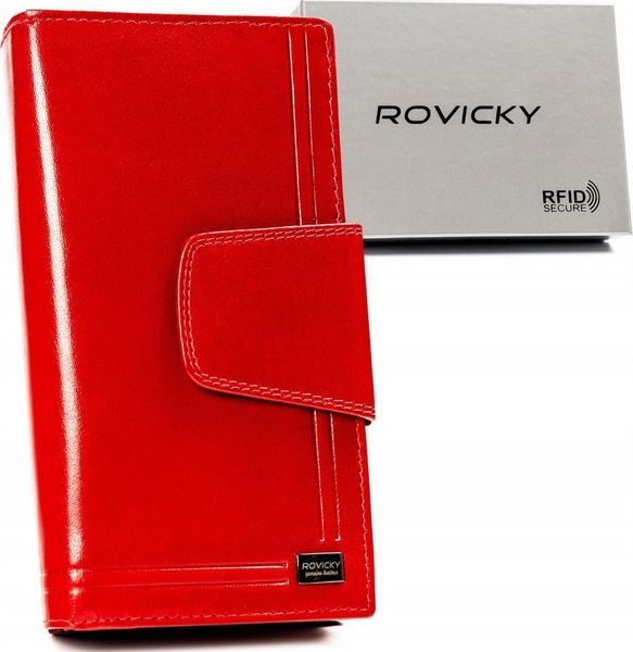 Rovicky Duży portfel damski ze skóry naturalnej na zamek i zatrzask - Rovicky NoSize. Portfele damskie ROVICKY, bez wzorów, ze skóry. Za 164.68 zł.