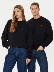 AMI Paris Bluza BFUSW005.747 Czarny Regular Fit. Czarne bluzy męskie AMI PARIS, m, bez wzorów, z bawełny, bez kaptura. Za 919.99 zł.