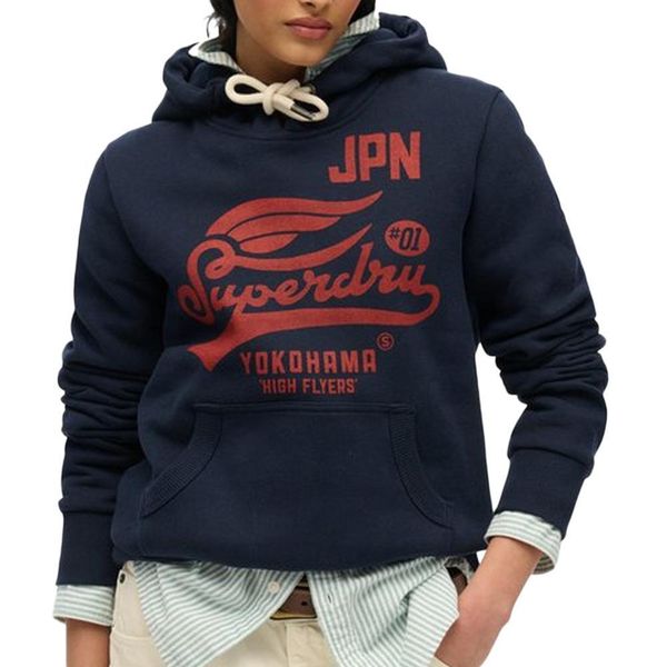Bluza damska z kapturem Superdry High Flyers. Niebieskie bluzy damskie Superdry., xl, bez wzorów, z bawełny, z kapturem. Za 352.65 zł.