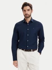 Tommy Hilfiger Koszula Dobby MW0MW43747 Granatowy Regular Fit. Niebieskie koszule męskie Tommy Hilfiger, m, bez wzorów, z bawełny, biznesowe, bez kołnierzyka, bez ramiączek. Za 329.99 zł.