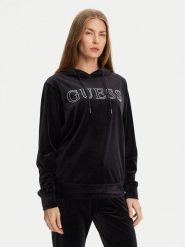 Guess Bluza V4RQ25 K0232 Czarny Regular Fit. Czarne bluzy damskie Guess, xl, z aplikacjami, z syntetyku, bez kaptura. Za 229.99 zł.