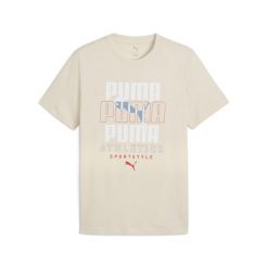 Męska koszulka z nałożonymi na siebie grafikami PUMA Alpine Snow White. Białe koszulki sportowe męskie Puma, m, bez wzorów, bez kołnierzyka, bez ramiączek, na fitness i siłownię. Za 109.00 zł.