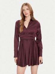Guess Sukienka koktajlowa W5YK00 WF1T2 Brązowy Regular Fit. Brązowe sukienki damskie Guess, xxl, z aplikacjami, z syntetyku, wizytowe, bez kołnierzyka, bez ramiączek. Za 399.99 zł.