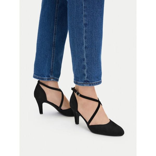 Czółenka JENNY. Czarne czółenka damskie Jenny, bez wzorów, bez obcasa, bez zapięcia. Za 129.99 zł.