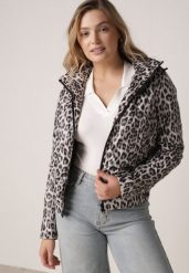 Panterkowa Kurtka Przejściowa w Panterkę z Odpinanym Kapturem Antolea. Kurtki damskie Born2be, l, bez wzorów, z jeansu. Za 129.99 zł.