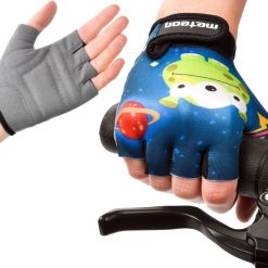 Rękawiczki rowerowe dla dzieci Meteor Cosmic krótkie bez palców miękkie na rzep. Niebieskie rękawiczki dziecięce Meteor, bez wzorów. Za 17.00 zł.