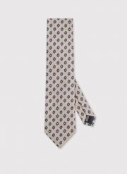 PAKO LORENTE - Beżowy krawat w mikrowzór. Brązowe krawaty i muchy Pako Lorente, bez wzorów, z poliesteru. Za 99.99 zł.