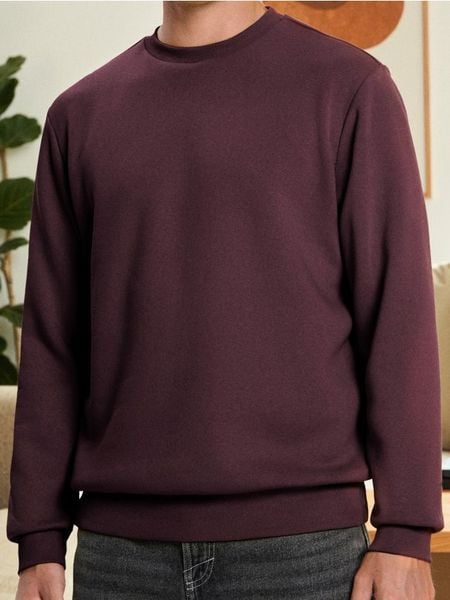 Bluza z długim rękawem - bordowy. Czerwone bluzy męskie Sinsay, l, bez wzorów, bez kaptura. Za 29.99 zł.