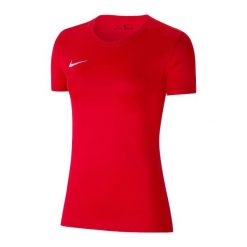 Koszulka Damska Park VII DriFIT. Czerwone koszulki sportowe damskie Nike, bez wzorów, bez kołnierzyka, bez ramiączek, trekkingowe. Za 104.99 zł.