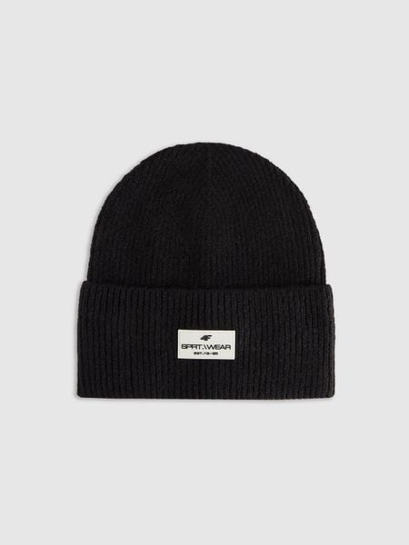 4F Czapka beanie damska - czarna M. Czarne czapki i kapelusze damskie 4f, na zimę, bez wzorów, z dzianiny, klasyczne. W wyprzedaży za 29.99 zł.