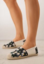 Czarne Espadryle z Plecionką i Kwiatowym Haftem Alenara. Czarne espadryle damskie Born2be, na lato, z aplikacjami, z jeansu, eleganckie, bez obcasa, bez zapięcia. Za 69.99 zł.