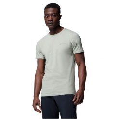 T-shirt sportowy z krótkim rękawem męski Rapid Ridge Back Graphic Tee II. Zielone t-shirty męskie Columbia, m, bez wzorów, z bawełny, sportowe, bez kołnierzyka. Za 99.99 zł.