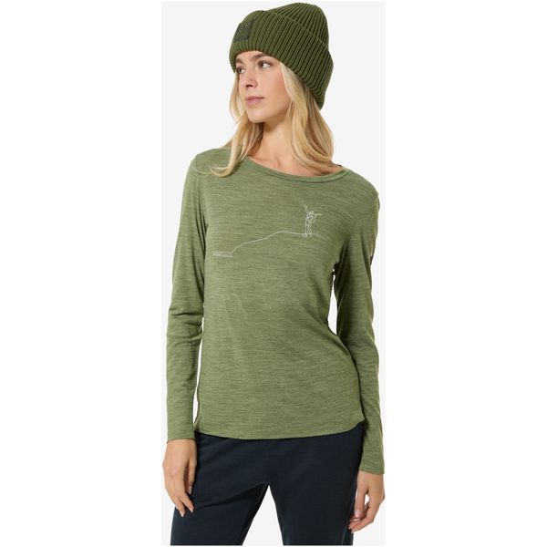 Longsleeve SUPER.NATURAL W BERGGLÜCK LS. Zielone koszulki sportowe damskie super.natural, bez wzorów, bez kołnierzyka, bez ramiączek. Za 299.99 zł.