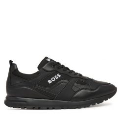 Sneakersy BOSS. Czarne trampki i tenisówki chłopięce Boss, bez wzorów, bez zapięcia. Za 419.99 zł.