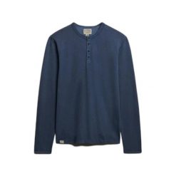 T-shirt z długim rękawem z kołnierzykiem tuniskim Superdry Jersey. Niebieskie t-shirty męskie Superdry., l, bez wzorów, z jersey, eleganckie, bez kołnierzyka. Za 189.65 zł.