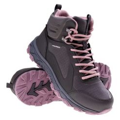 Buty Elbrus Hixon Mid Wp C W 92800442321 czarne. Czarne obuwie sportowe damskie bez wzorów, z gumy. Za 495.94 zł.