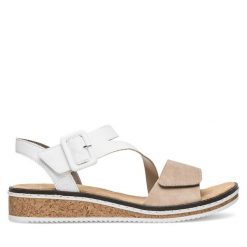 Sandały Rieker. Brązowe klapki damskie Rieker, bez wzorów, bez obcasa, na płaskiej podeszwie, bez zapięcia. Za 289.99 zł.