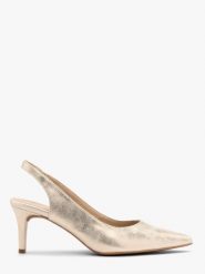 Platynowe czółenka typu slingback na szpilce JOAN. Szare czółenka damskie Ryłko, bez wzorów, z gumy, bez obcasa, na szpilce, bez zapięcia. Za 329.99 zł.
