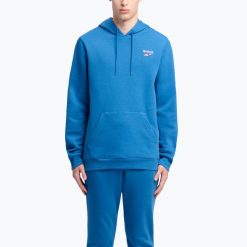Bluza męska Reebok Identity Small Logo Fleece. Niebieskie bluzy męskie Reebok, m, bez wzorów, z bawełny, bez kaptura. Za 169.99 zł.