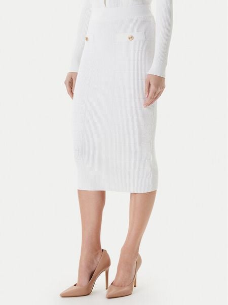 Guess Spódnica ołówkowa W5YD66 Z0130 Biały Slim Fit. Białe spódnice damskie Guess, xxl, z aplikacjami, z wiskozy, ołówkowe. Za 249.99 zł.