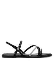 Nine West Sandały 123AL1740-1 Czarny. Czarne sandały damskie Nine West, bez wzorów, z syntetyku, bez obcasa, na płaskiej podeszwie, bez zapięcia. Za 131.99 zł.