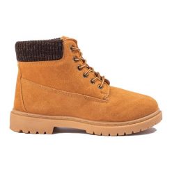 Original Walkman Shoes Camelowe Traperki Ze Skóry brązowe. Brązowe śniegowce i trapery damskie ze skóry. Za 141.46 zł.