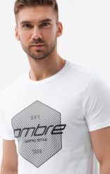 Ombre T-shirt męski bawełniany z nadrukiem - biały V1 S1753 XXL. Białe t-shirty męskie Ombre, m, bez wzorów, z bawełny, bez kołnierzyka. Za 24.99 zł.
