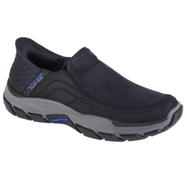 Buty sportowe Sneakersy męskie, Slip-Ins Respected - Elgin. Czarne buty sportowe męskie Skechers, bez zapięcia, trekkingowe. Za 399.99 zł.