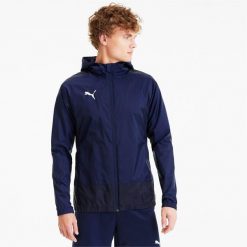 Kurtka do piłki nożnej męska Puma Teamgoal 23 Training. Niebieskie bluzy męskie Puma, m, bez wzorów, sportowe, bez kaptura. W wyprzedaży za 189.00 zł.