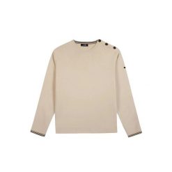 Sweter z okrągłym dekoltem TBS Loran. Białe swetry przez głowę męskie TBS, na lato, l, bez wzorów, z dzianiny, bez kołnierzyka. Za 307.70 zł.