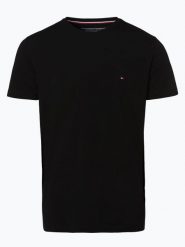 Tommy Hilfiger T-shirt Mężczyźni Dżersej czarny, S. Czarne t-shirty męskie Tommy Hilfiger, m, bez wzorów, z bawełny, bez kołnierzyka. Za 179.95 zł.
